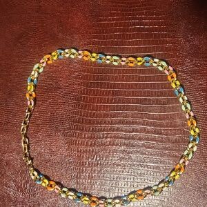 NWOT 16 to 17 inch Gold tone and multi color link necklace
